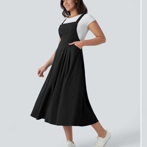 HALARA Black Pinafore Midi Dress